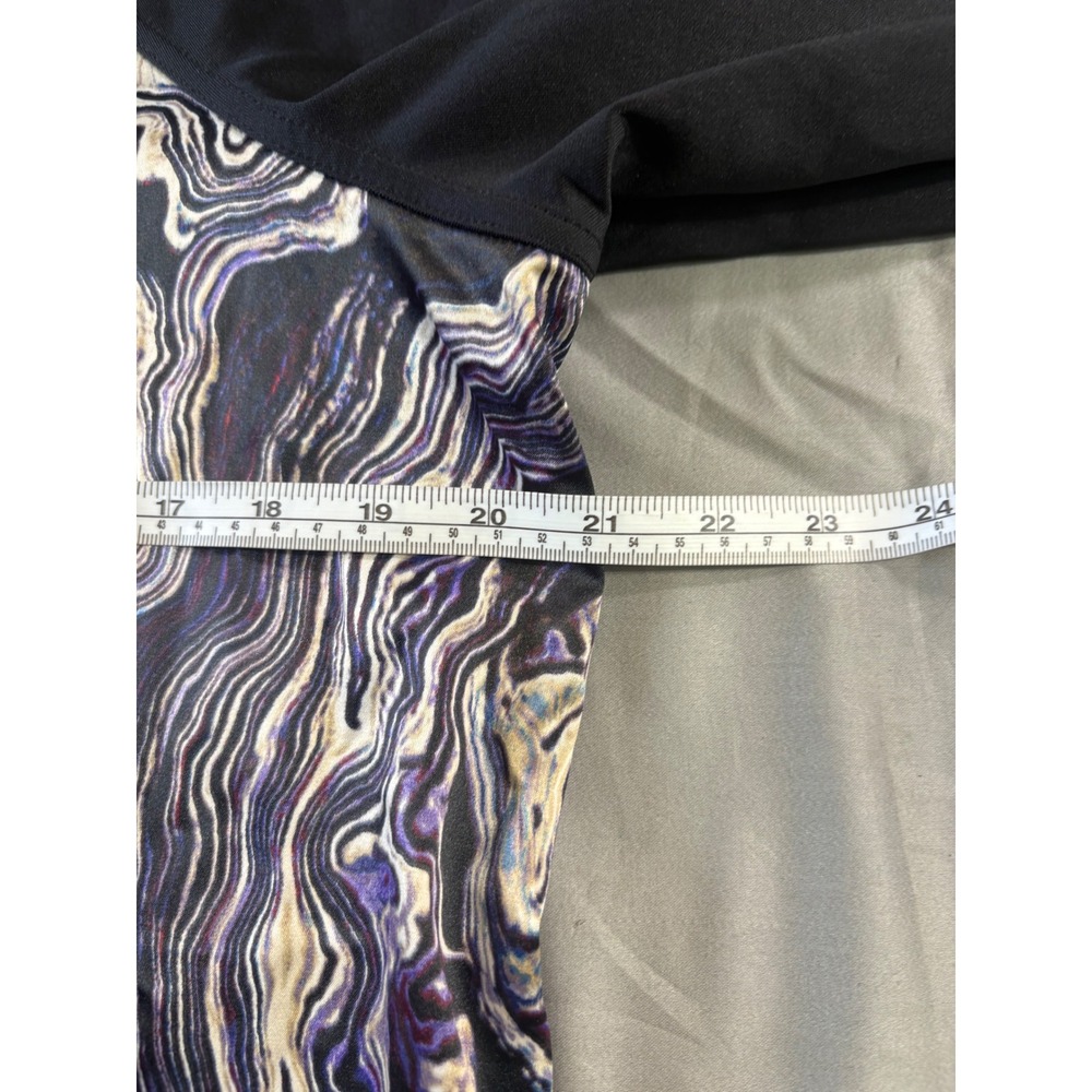 Simply Vera Vera Wang Womens Large Black Marble Swirl Print Raglan Top L - Picture 2 of 7
